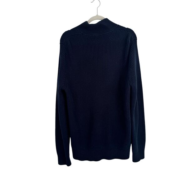 J Crew Navy Blue Cotton Cable Knit Cardigan Sweater Chunky Preppy Mens Large - Picture 7 of 7